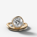 Contoured Club Engagement Ring with a Cushion Cut Diamond