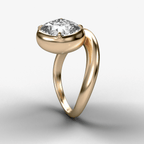 Contoured Club Engagement Ring with a Cushion Cut Diamond