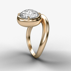 Contoured Club Engagement Ring with a Round Cut Diamond