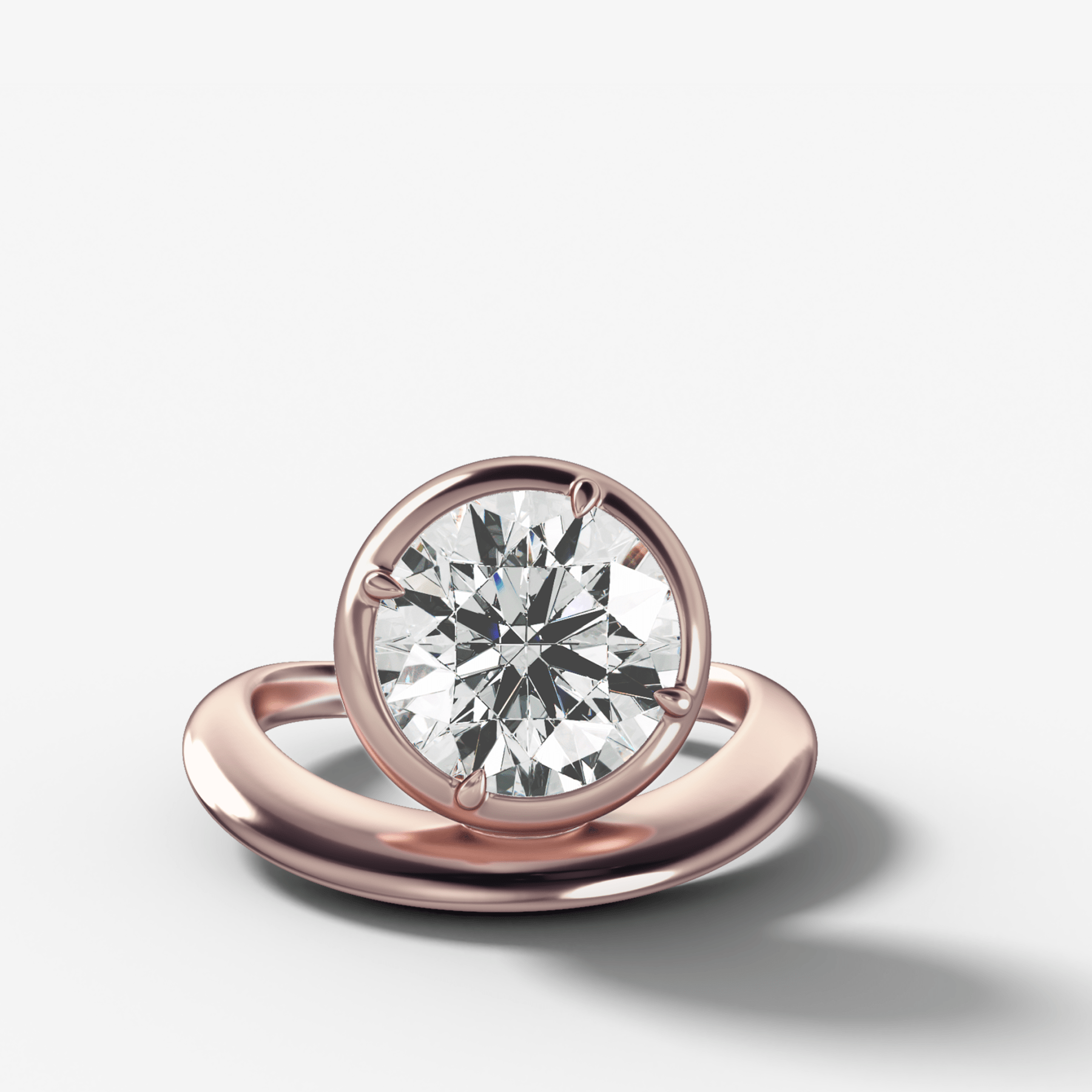 Contoured Club Engagement Ring with a Round Cut Diamond