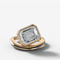 Contoured Club Engagement Ring with an Emerald Cut Diamond