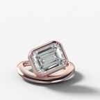 Contoured Club Engagement Ring with an Emerald Cut Diamond