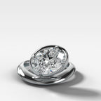 Contoured Club Engagement Ring with an Oval Cut Diamond