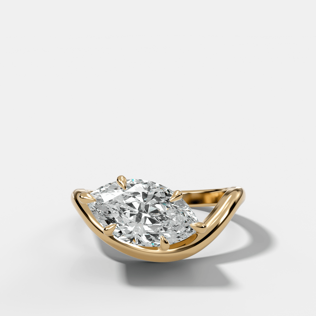 Contoured Engagement Ring with a 1.01ct Lab Grown Marquise Cut Diamond