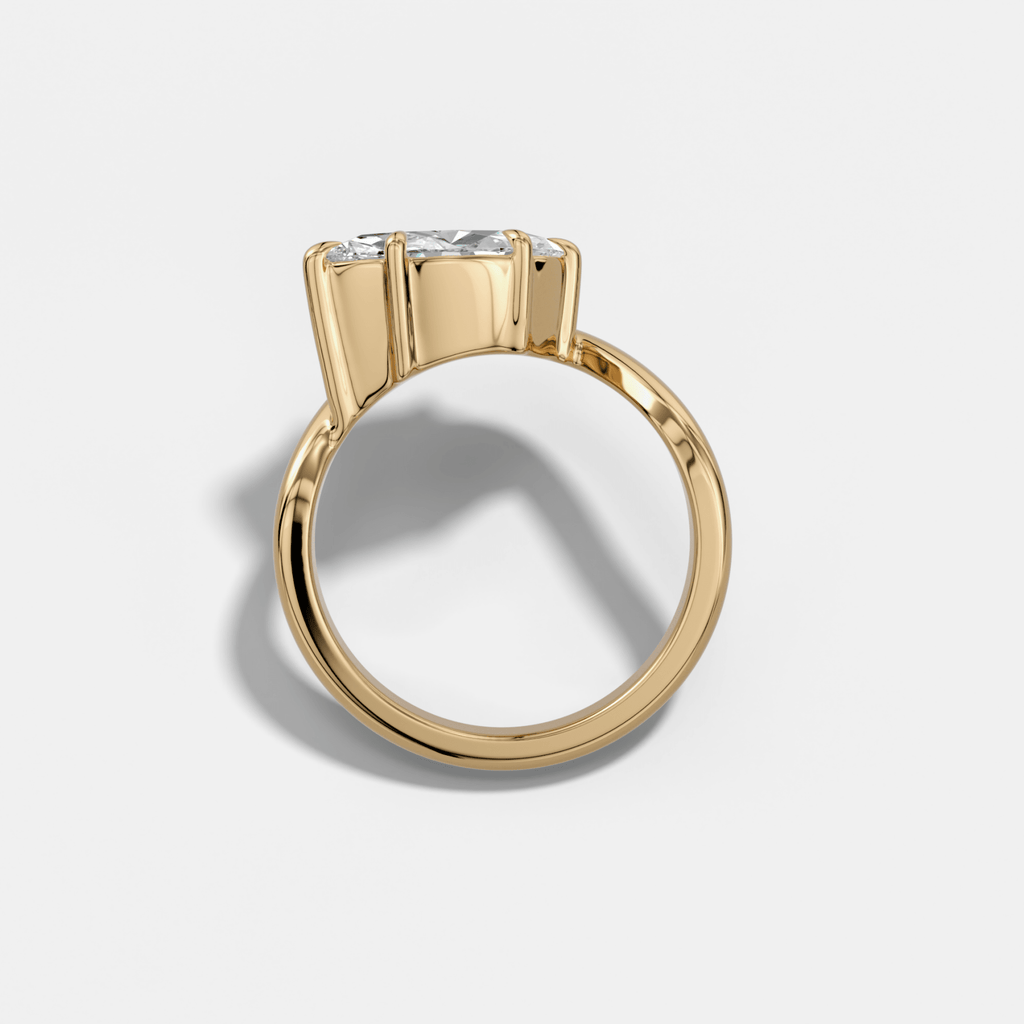Contoured Engagement Ring with a 1.01ct Lab Grown Marquise Cut Diamond