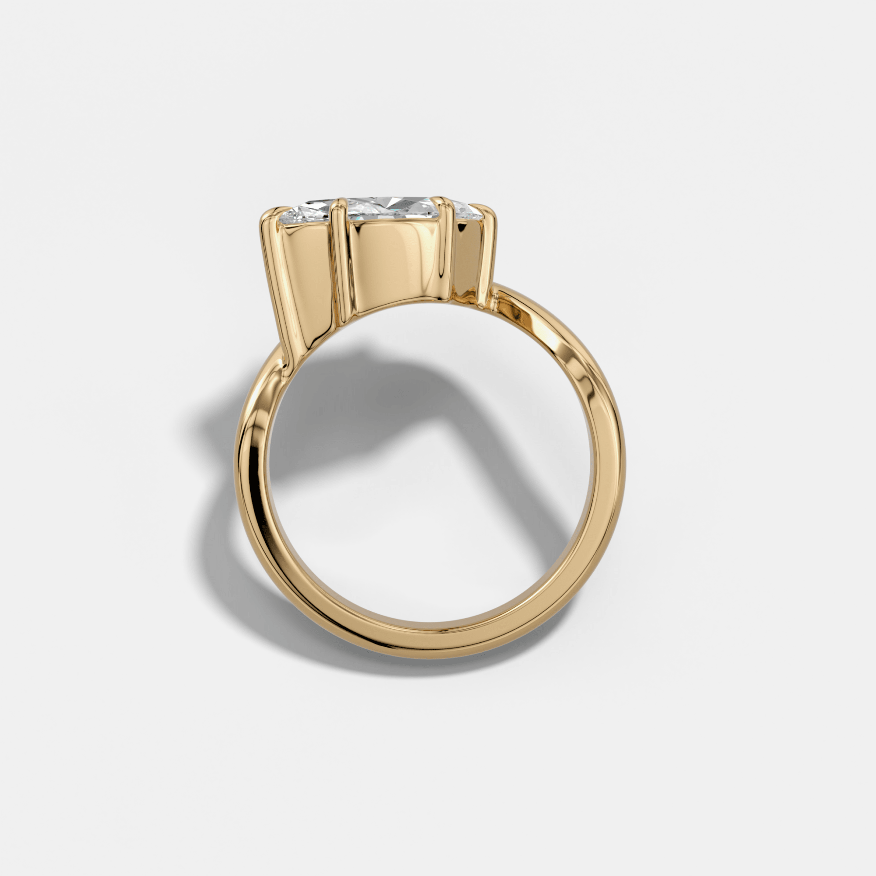 Contoured Engagement Ring with a 1.01ct Lab Grown Marquise Cut Diamond