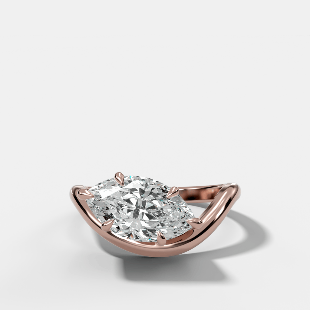 Contoured Engagement Ring with a Marquise Cut Diamond