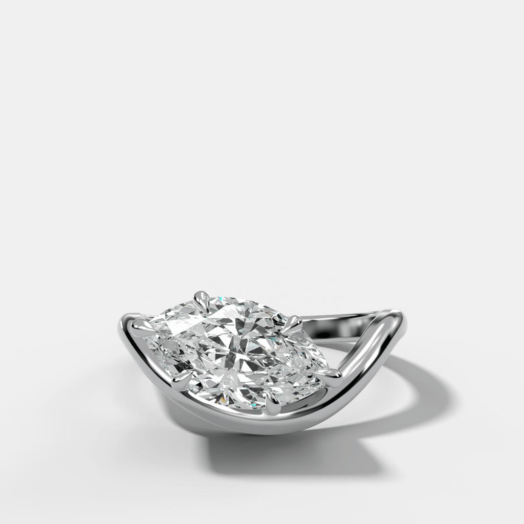 Contoured Engagement Ring with a Marquise Cut Diamond