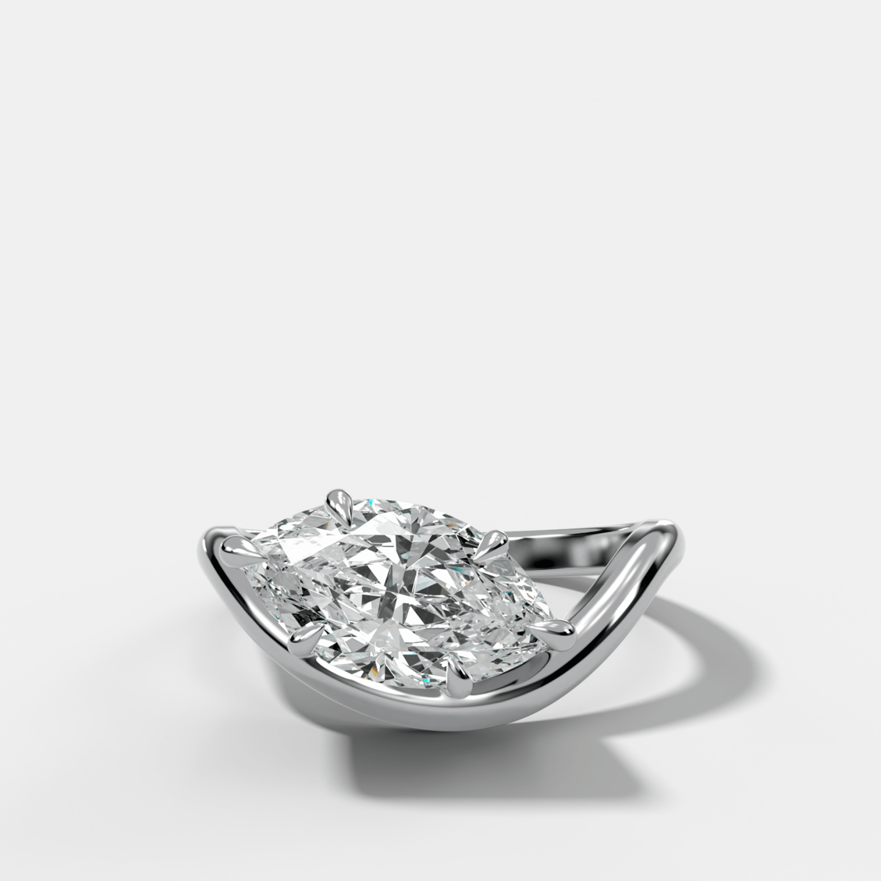 Contoured Engagement Ring with a Marquise Cut Diamond