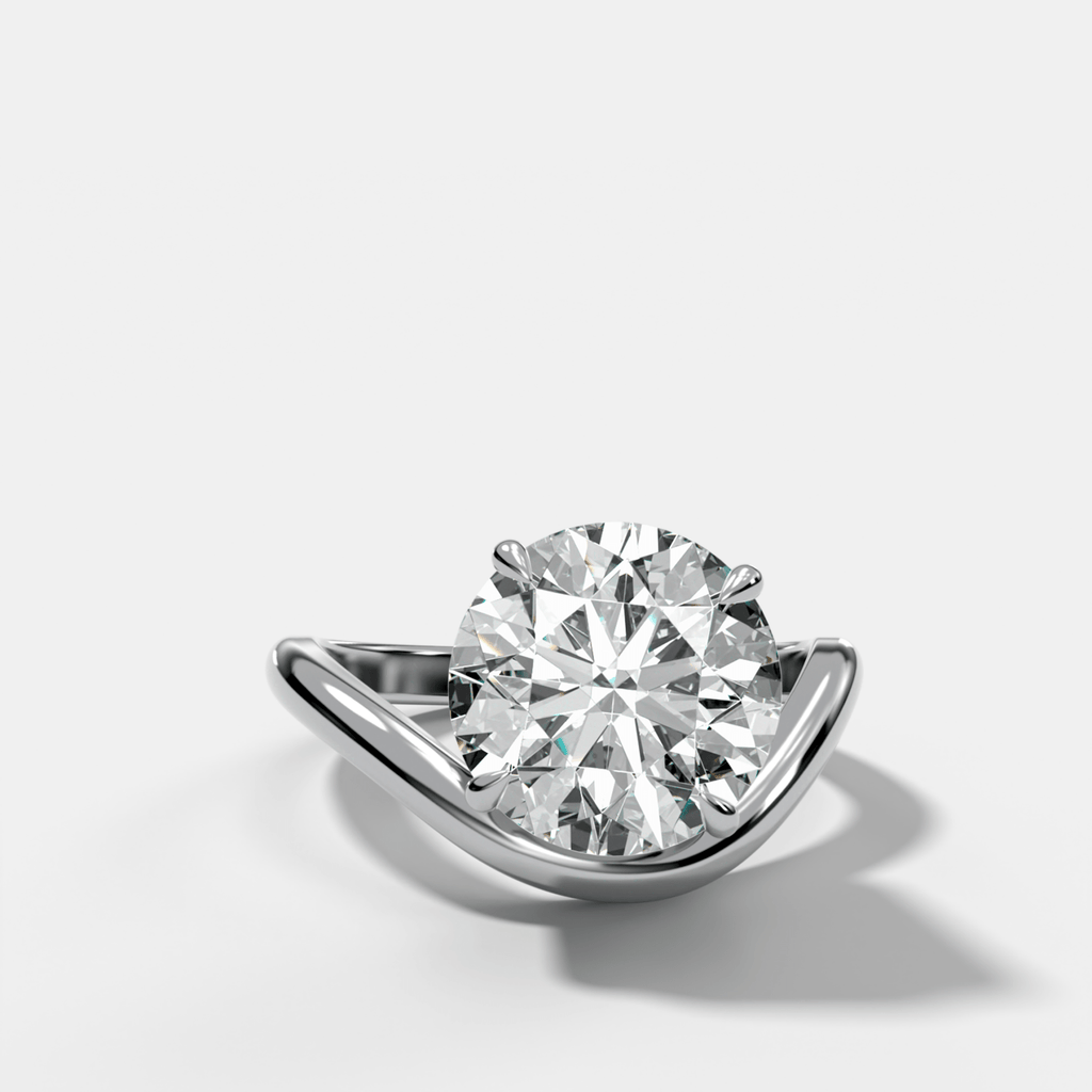 Contoured Engagement Ring with a Round Cut Diamond