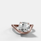 Contoured Engagement Ring with an Elongated Cushion Cut Diamond