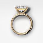 Crescent Solitaire Engagement Ring With Elongated Radiant Cut Diamond (East West)