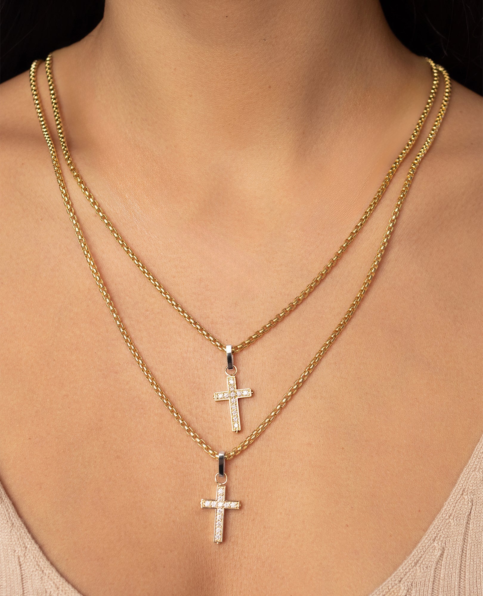 MINI CROSS Two-Tone Gold Pendant with 0.25ct Diamonds