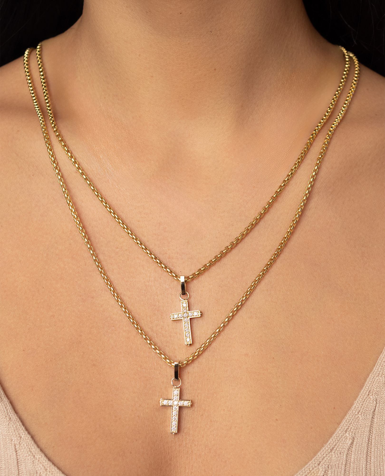 MINI CROSS Gold Pendant with 0.25ct Diamonds