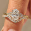 Oval Engagement Ring with Wedding Band in Half Eternity Style
