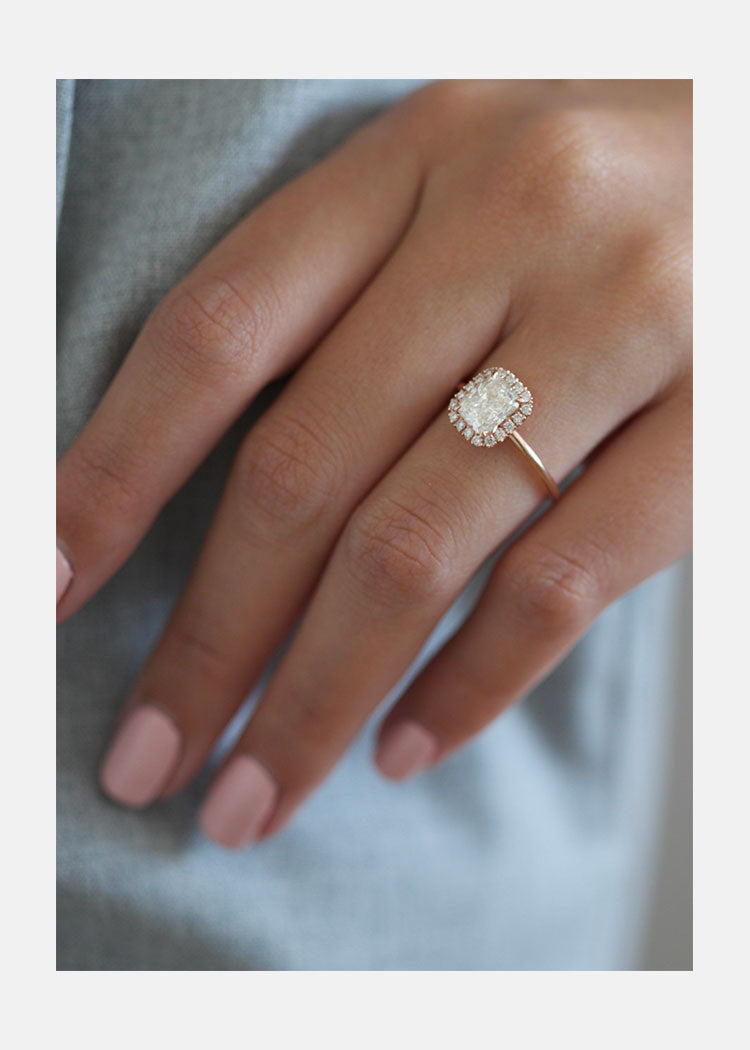 1.50 CT Cushion Cut Moissanite Halo Style Engagement Ring