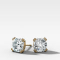 Cushion Cut Double Point Prong Diamond Studs