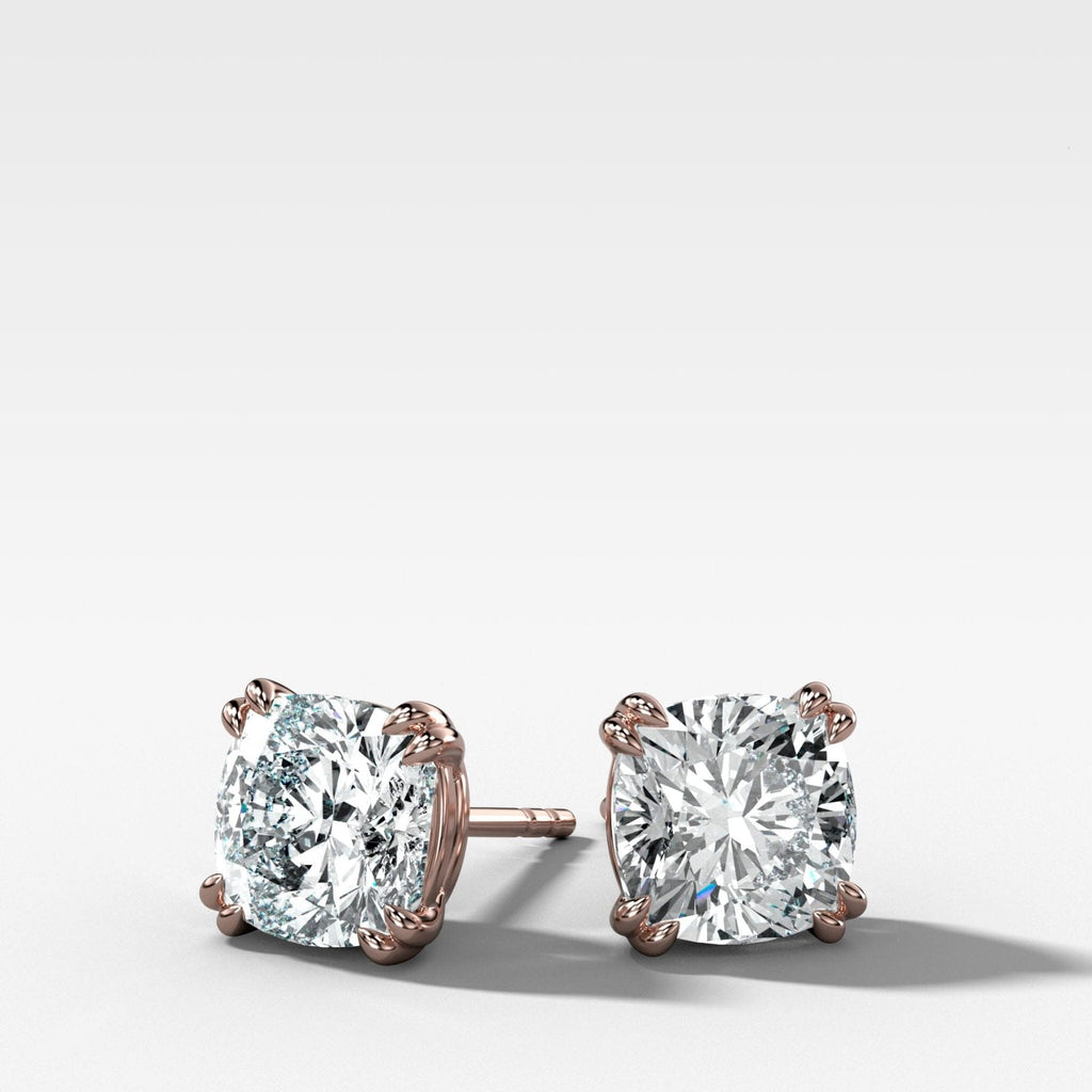 Cushion Cut Double Point Prong Diamond Studs