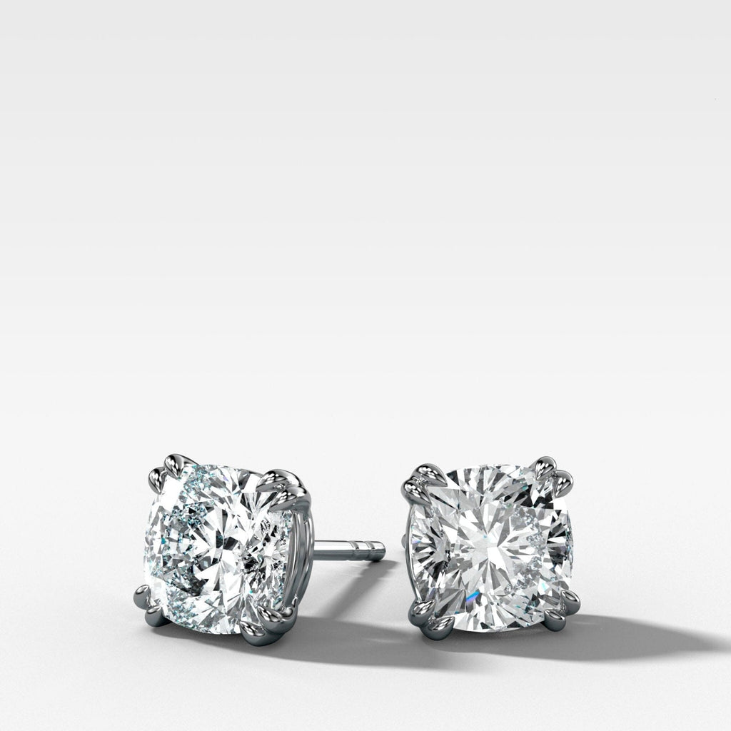Cushion Cut Double Point Prong Diamond Studs