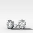 Cushion Cut Half Bezel Diamond Studs