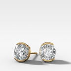 Cushion Cut Half Bezel Diamond Studs