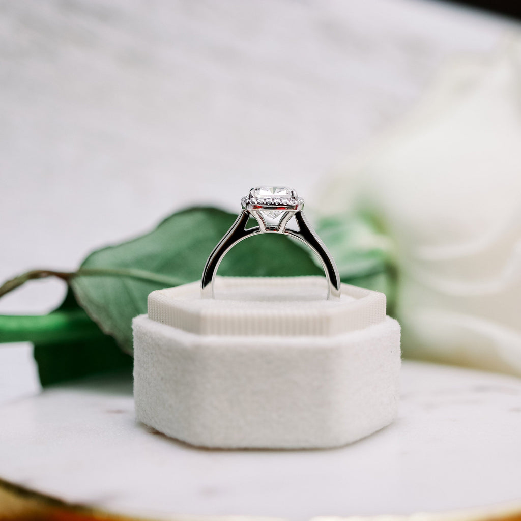 2.0 CT Cushion Cut Moissanite Halo Engagement Ring