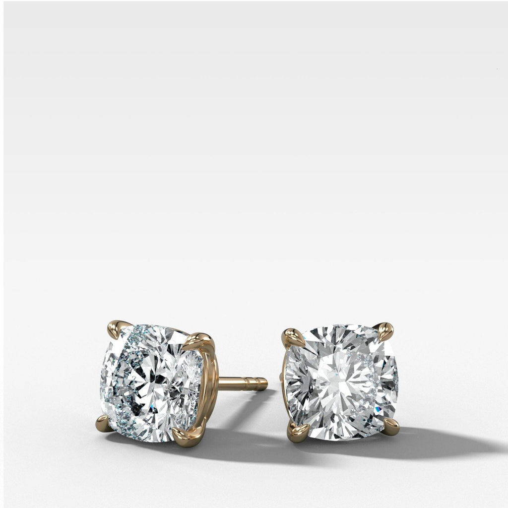Cushion Cut Single Point Prong Diamond Studs
