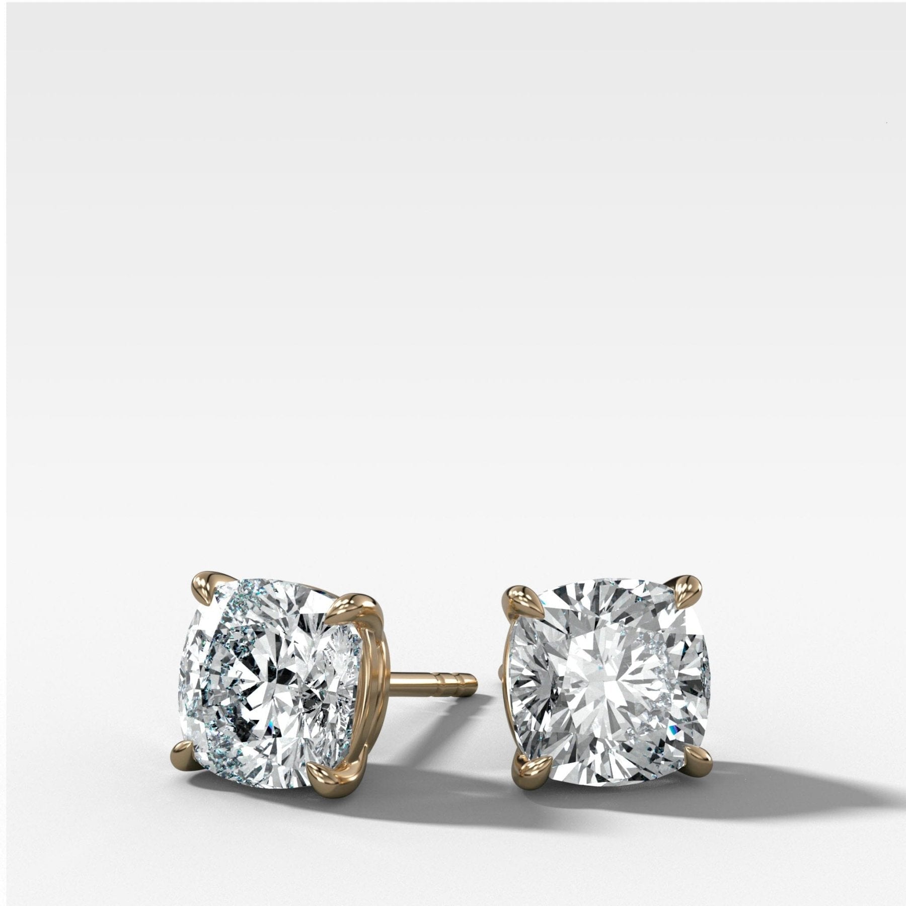 Cushion Cut Single Point Prong Diamond Studs