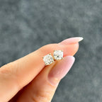 Cushion Cut Single Point Prong Diamond Studs