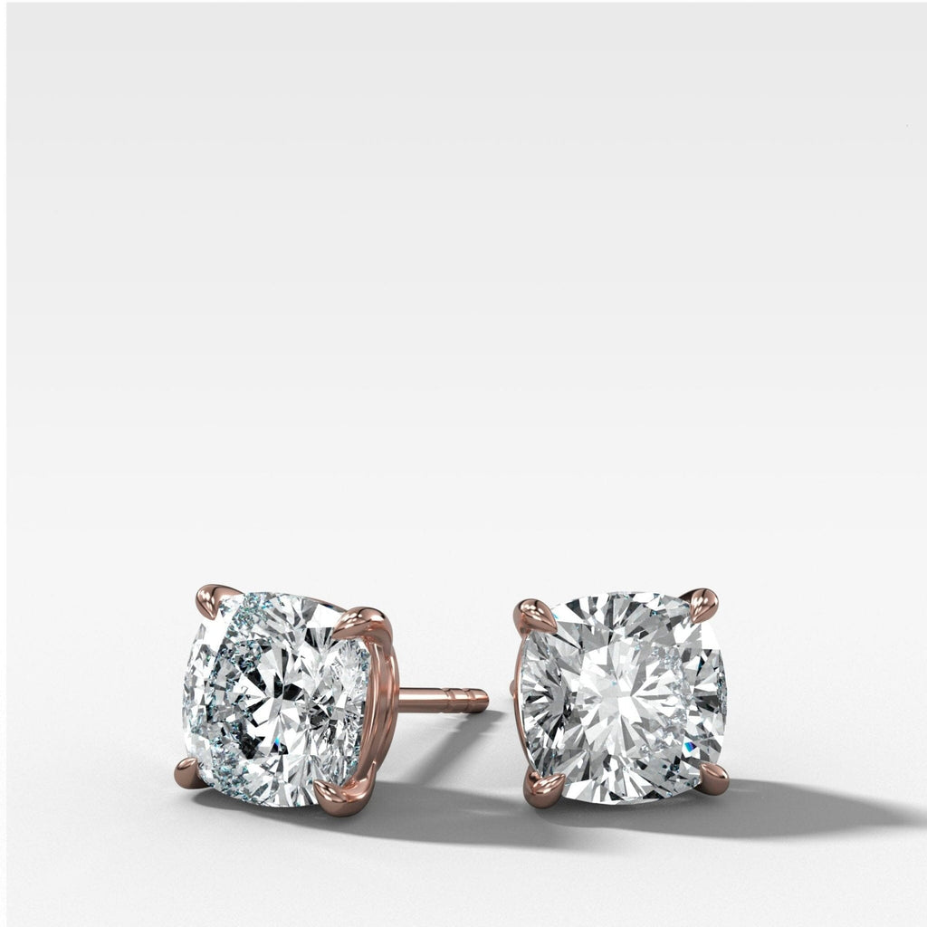 Cushion Cut Single Point Prong Diamond Studs
