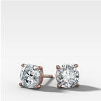 Cushion Cut Single Point Prong Diamond Studs