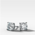 Cushion Cut Single Point Prong Diamond Studs