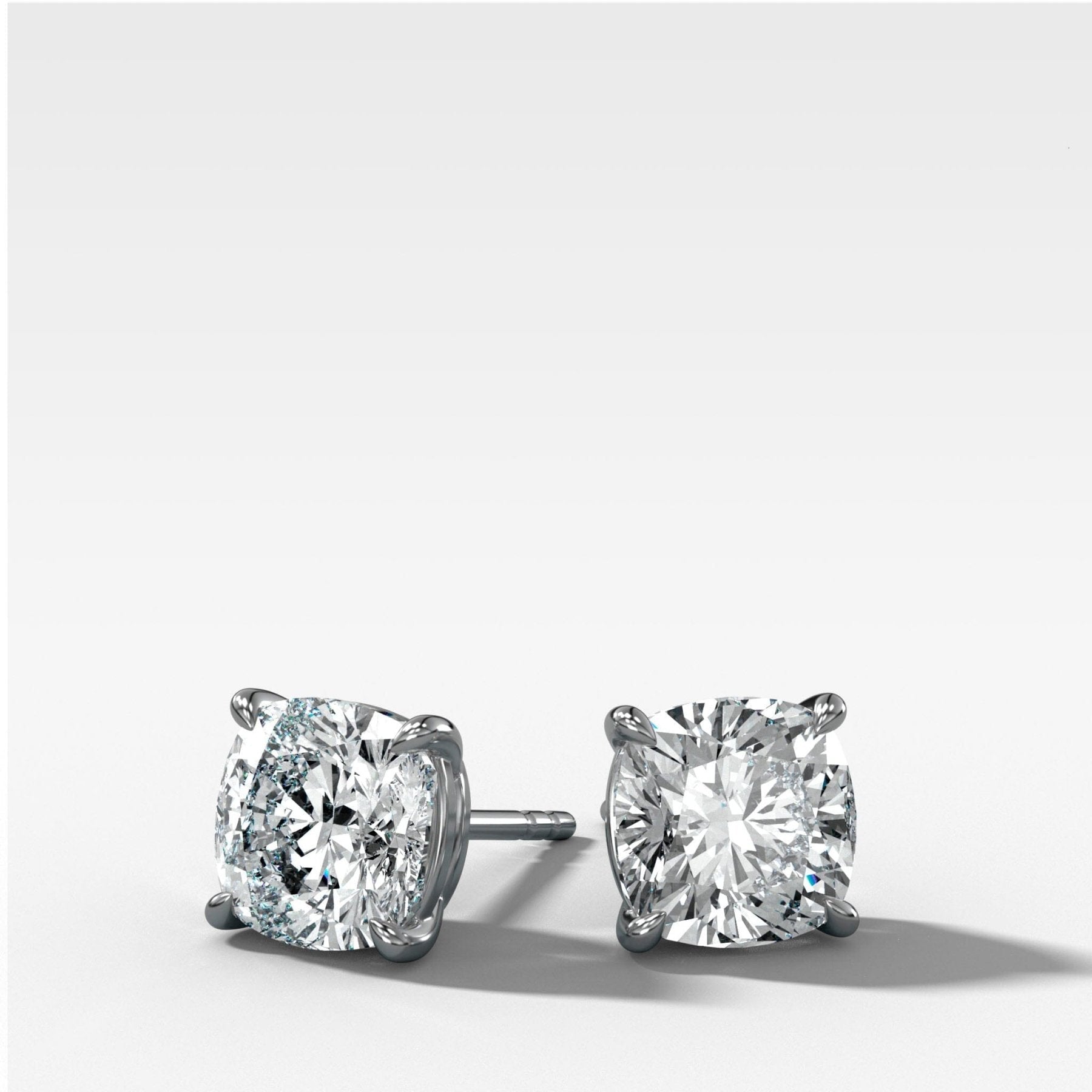 Cushion Cut Single Point Prong Diamond Studs