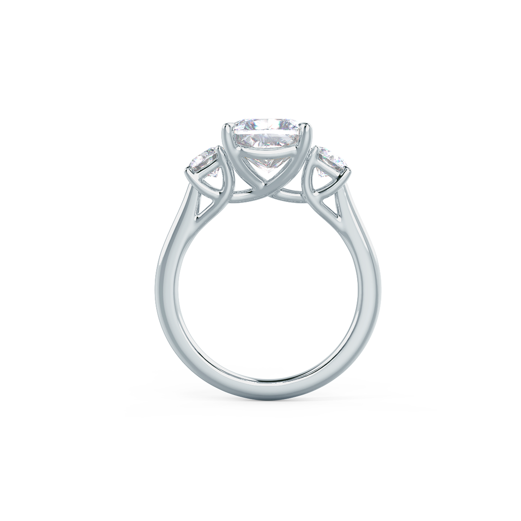 2.50 CT Elongated Cushion Moissanite Three Stones Engagement Ring