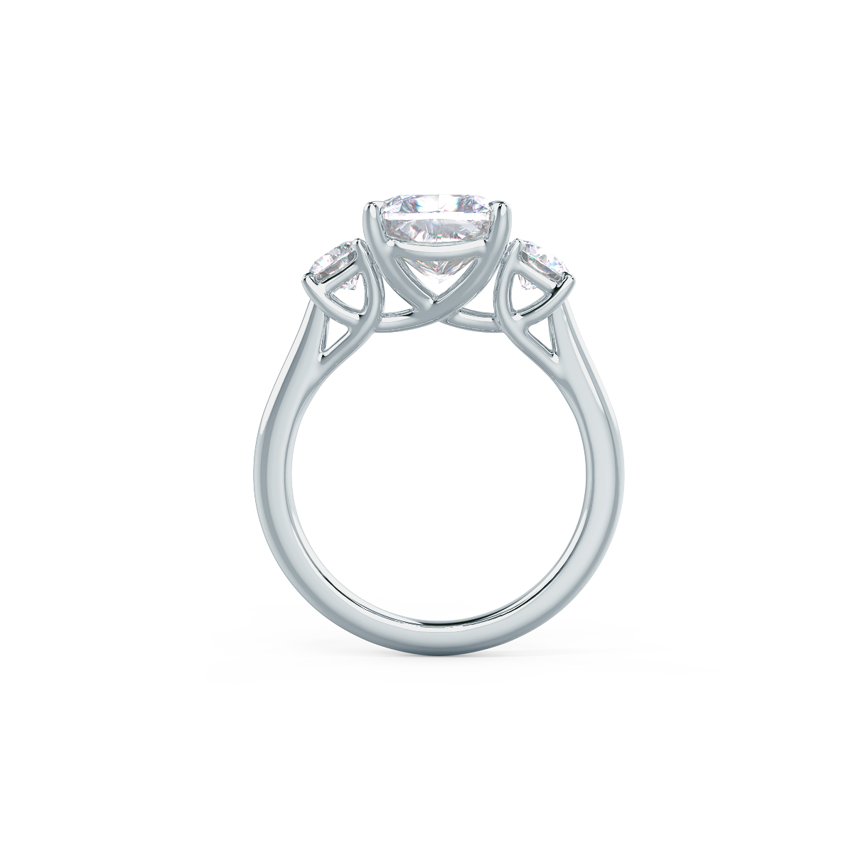 2.50 CT Elongated Cushion Moissanite Three Stones Engagement Ring