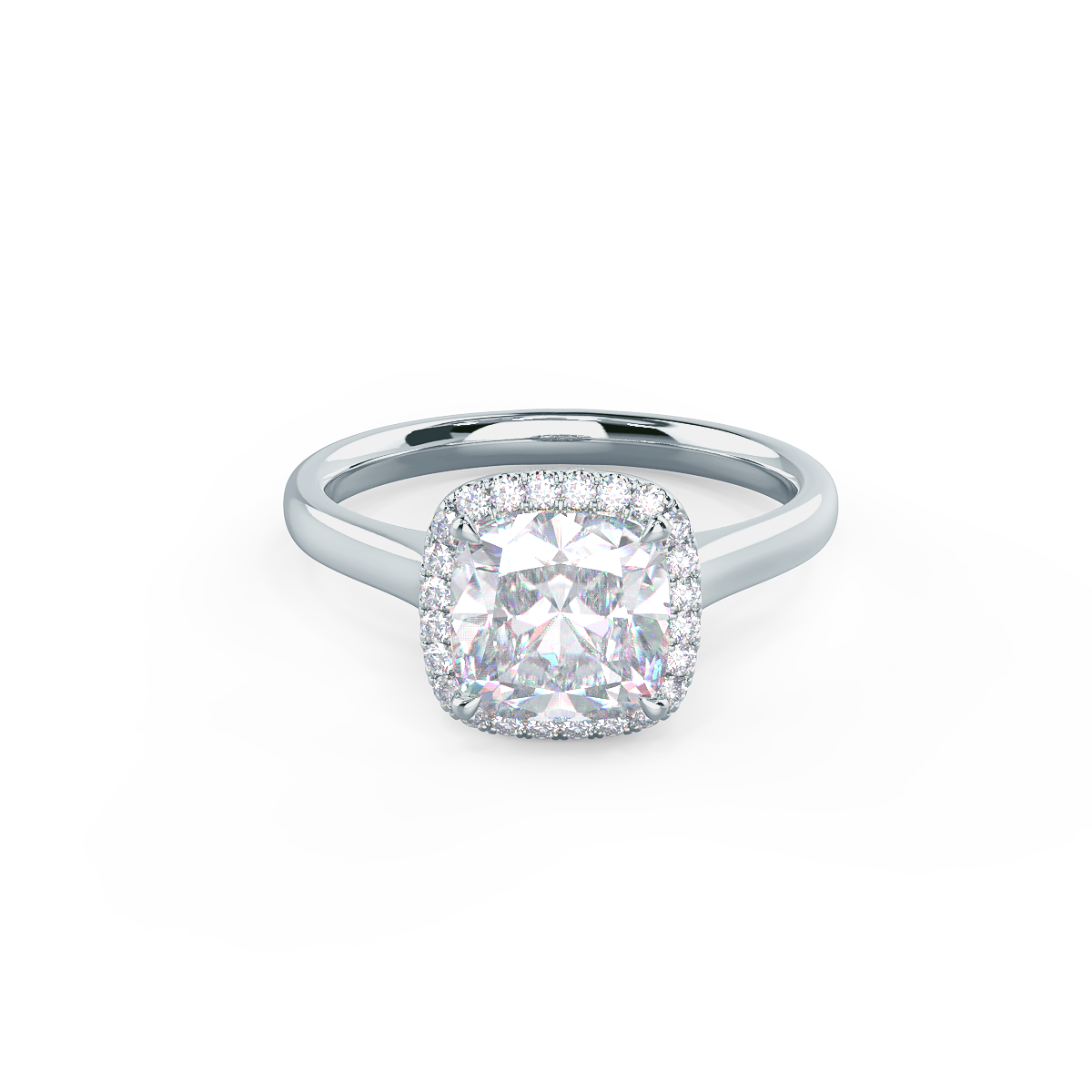 2.0 CT Cushion Cut Moissanite Halo Engagement Ring