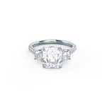 2.50 CT Cushion Moissanite Three Stones Pave Setting Engagement Ring