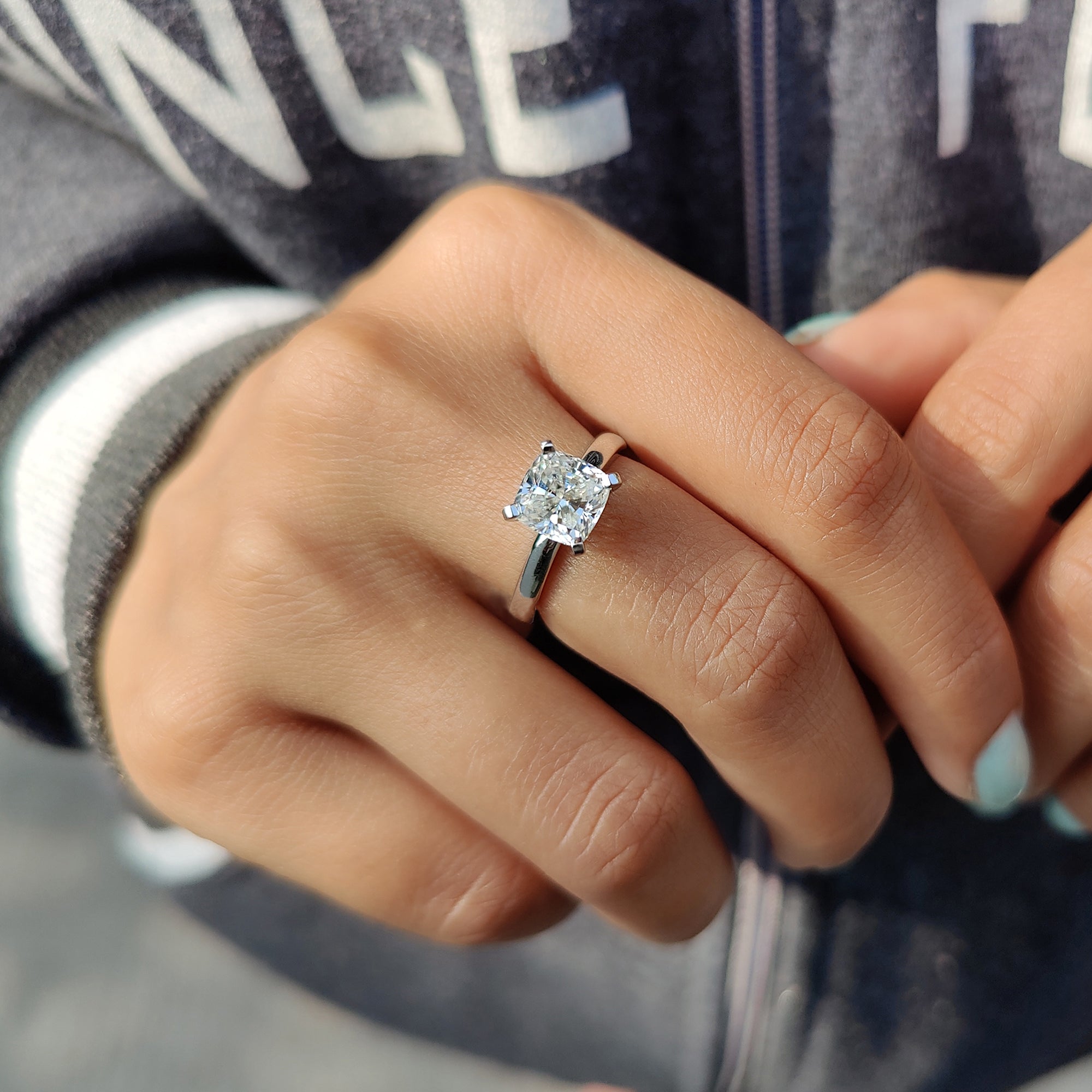Solitaire Setting Cushion Cut Engagement Ring