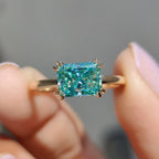 Radiant Cut Moissanite Engagement Ring Solitaire Style