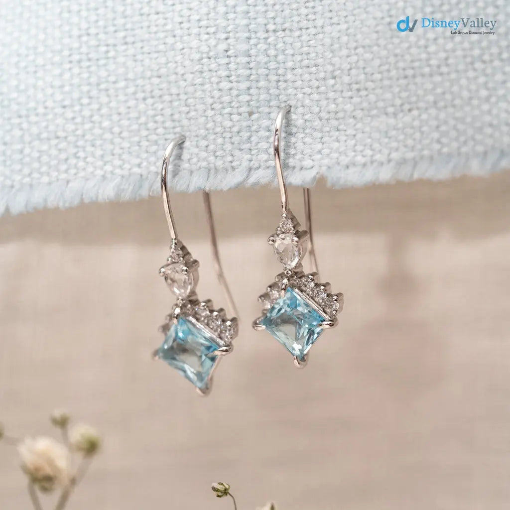 dazzling pair of white gold fish hook drop earrings - DisneyValley Main image