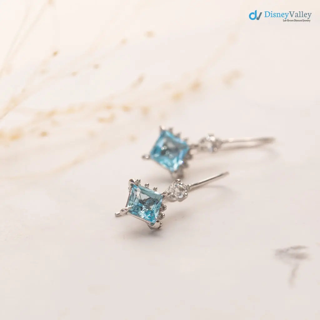 dazzling pair of white gold fish hook drop earrings - DisneyValley