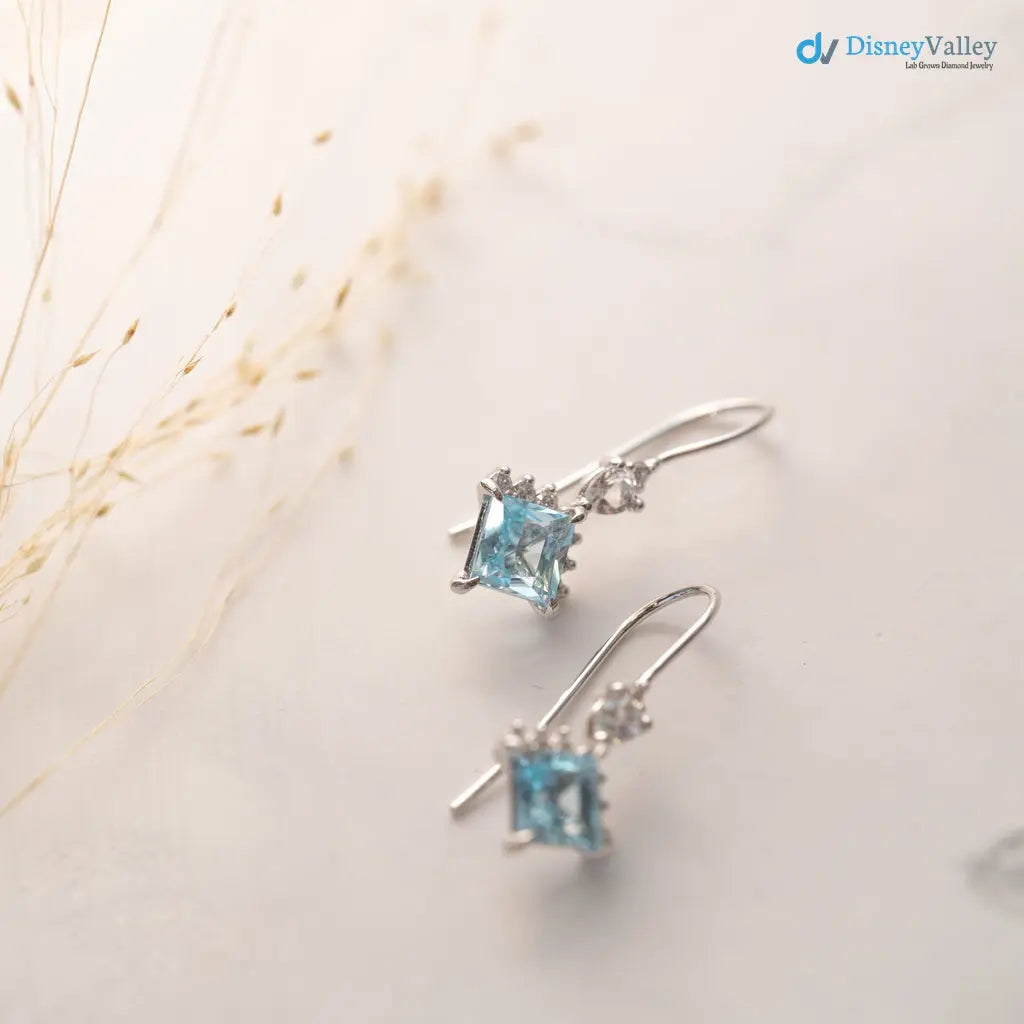 dazzling pair of white gold fish hook drop earrings - DisneyValley