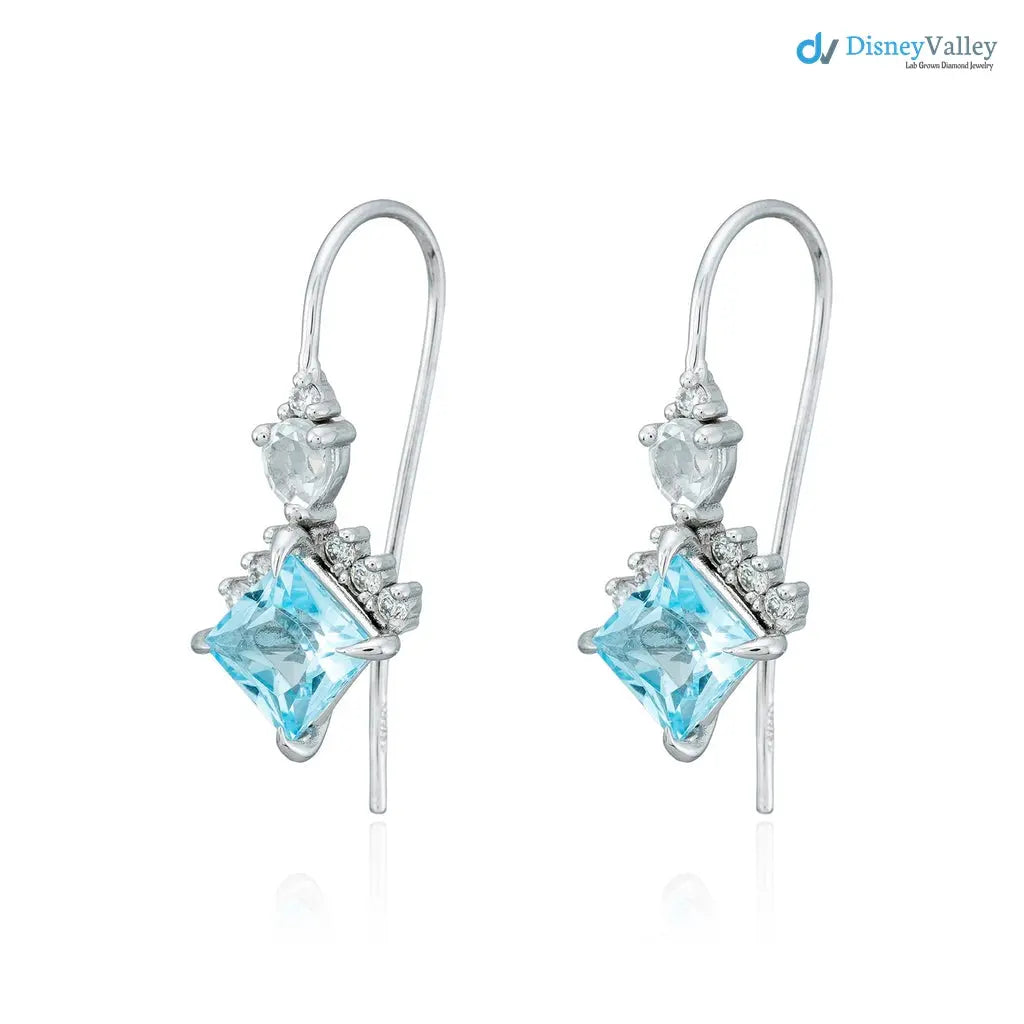 dazzling pair of white gold fish hook drop earrings - DisneyValley