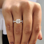 Cushion Cut Hidden Halo Engagement Ring
