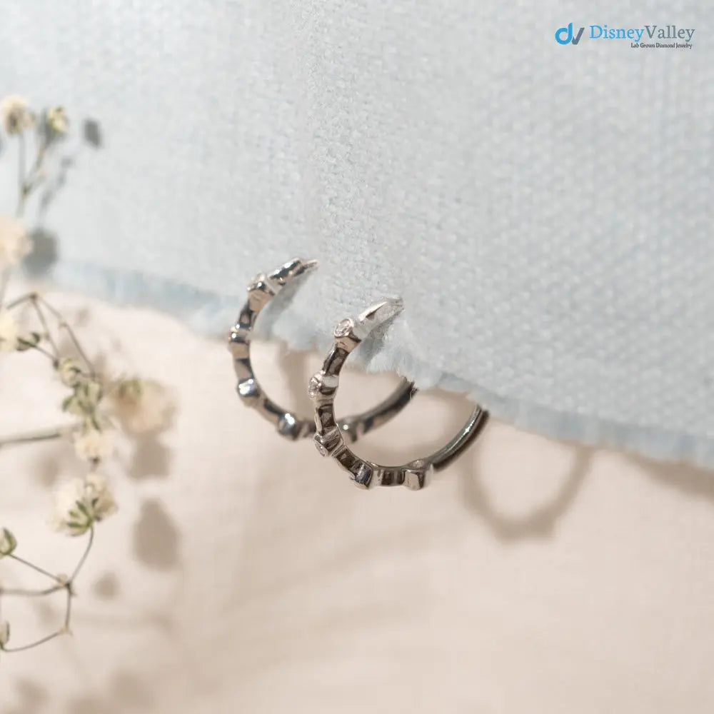 distinguished pair of white gold with round diamond earrings - DisneyValley Main image