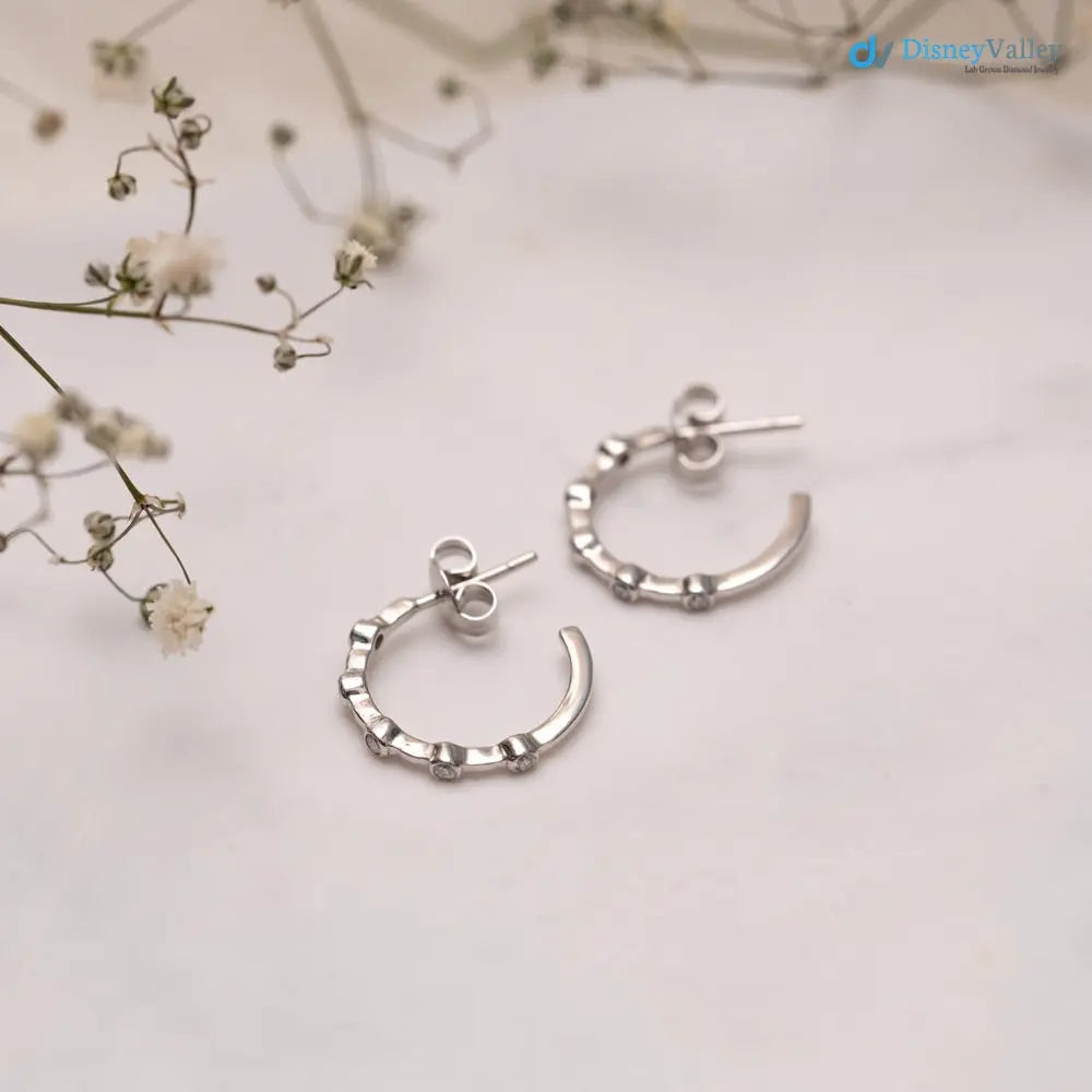 distinguished pair of white gold with round diamond earrings - DisneyValley
