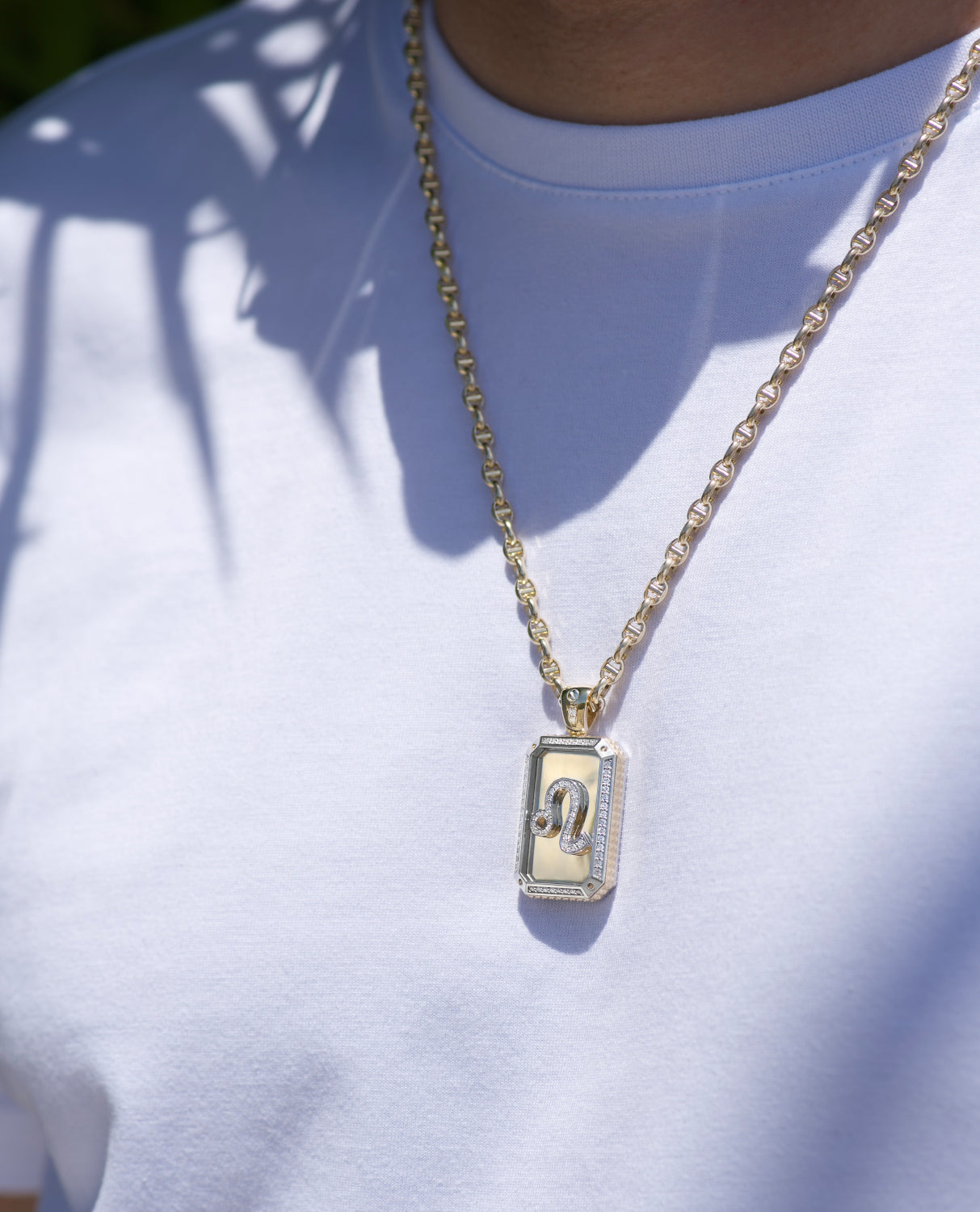 ZODIAC DOG TAG Gold Pendant with 0.60ct Diamonds