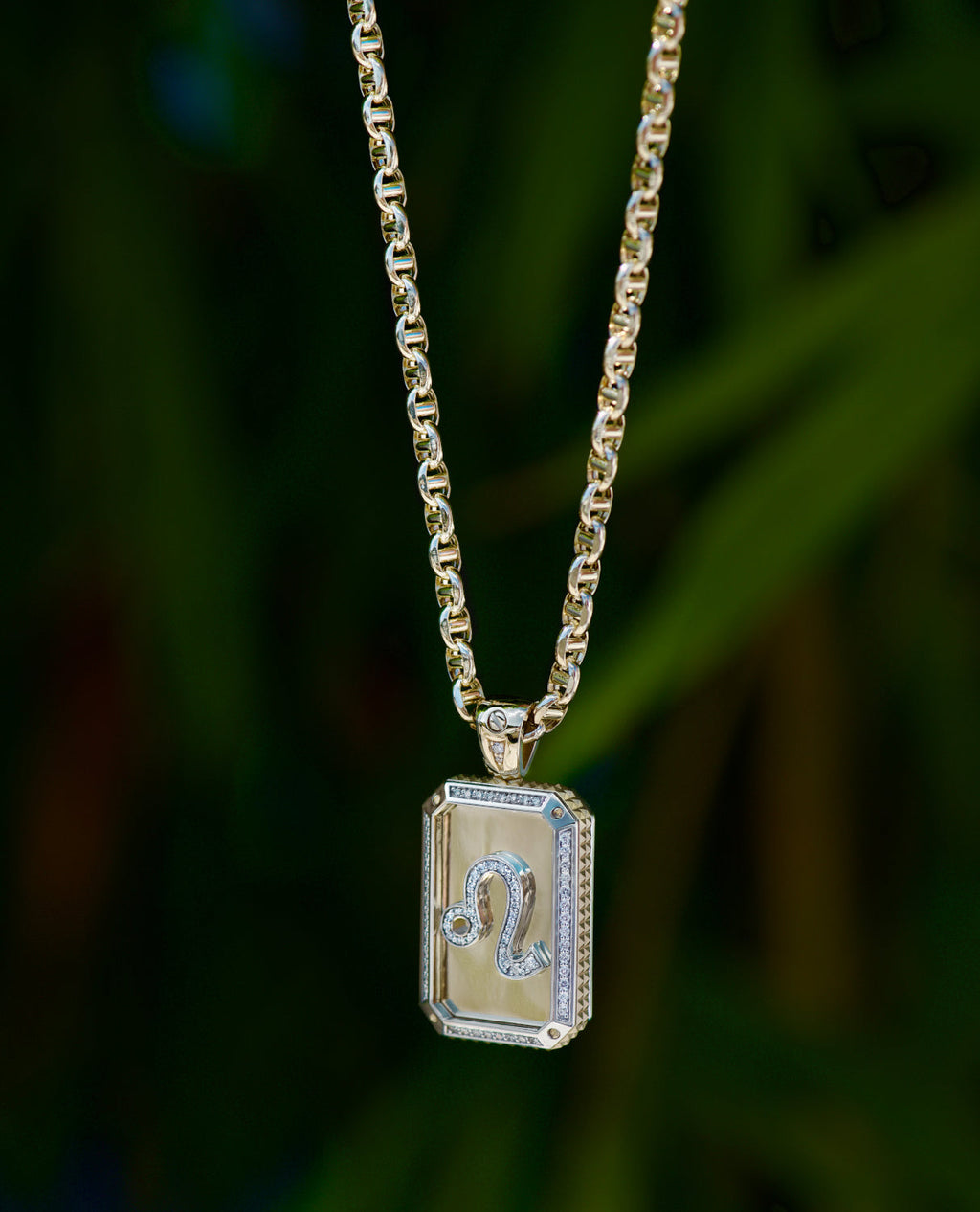 ZODIAC DOG TAG Gold Pendant with 0.60ct Diamonds