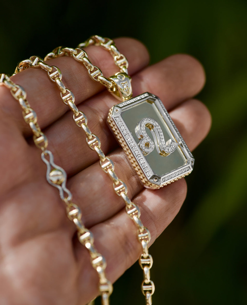 ZODIAC DOG TAG Gold Pendant with 0.60ct Diamonds