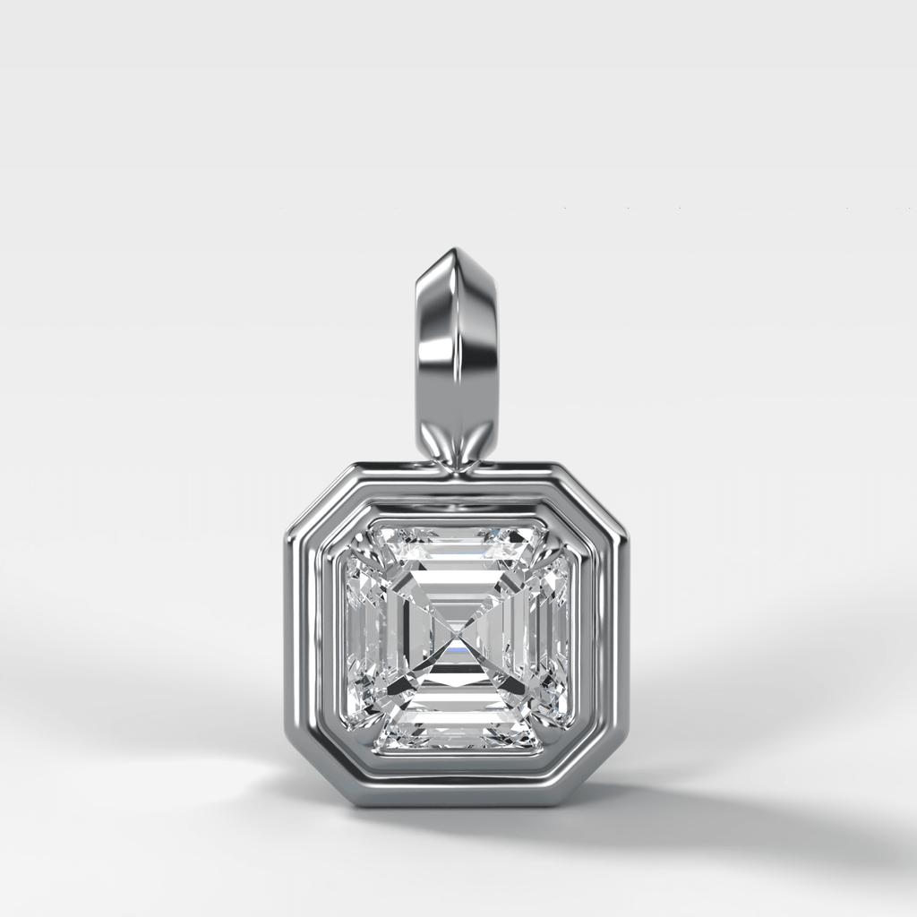 Double Bezel Asscher Attachable Diamond Pendant